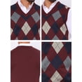 thumbnail image 7 of DARING DIVA Men's Casual Knit Sleeveless V-Neck Plaid Argyle Sweater Vest M Burgundy, 7 of 7