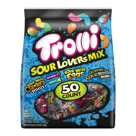 Trolli Sour Lovers Mix Gummy Candy and Worms, 36 Oz, 50