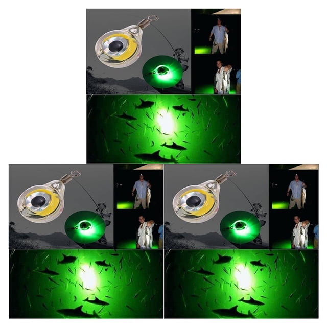 heritaly Fishing Light Luminous Fluorescent Glow In The Dark Mini LED Underwater Lures Attraction Fish Tools Sports Lamp Device white 3Set