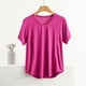 thumbnail image 1 of Pijama de manga corta para mujer, color liso, manga corta, camiseta fina, pijama de manga corta, blusa de poliéster, 1 of 8