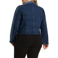 thumbnail image 3 of Agnes Orinda Plus Size Denim Jackets for Women's Jean Notched Lapel Work Blazers, 3 of 5