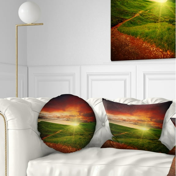 Designart 12" x 20" Green Polyester Throw Pillow