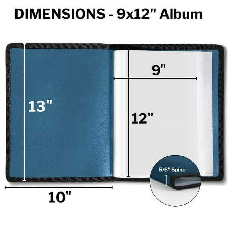 Dunwell Art Portfolio 9x12 Folder - (Blue), Portfolio Folder for Artwork, Presentation  Book with 9 x 12 Sheet Protectors, 24 Pockets Display 48 Pages, Binder for  Kids Art, Drawing Binder 