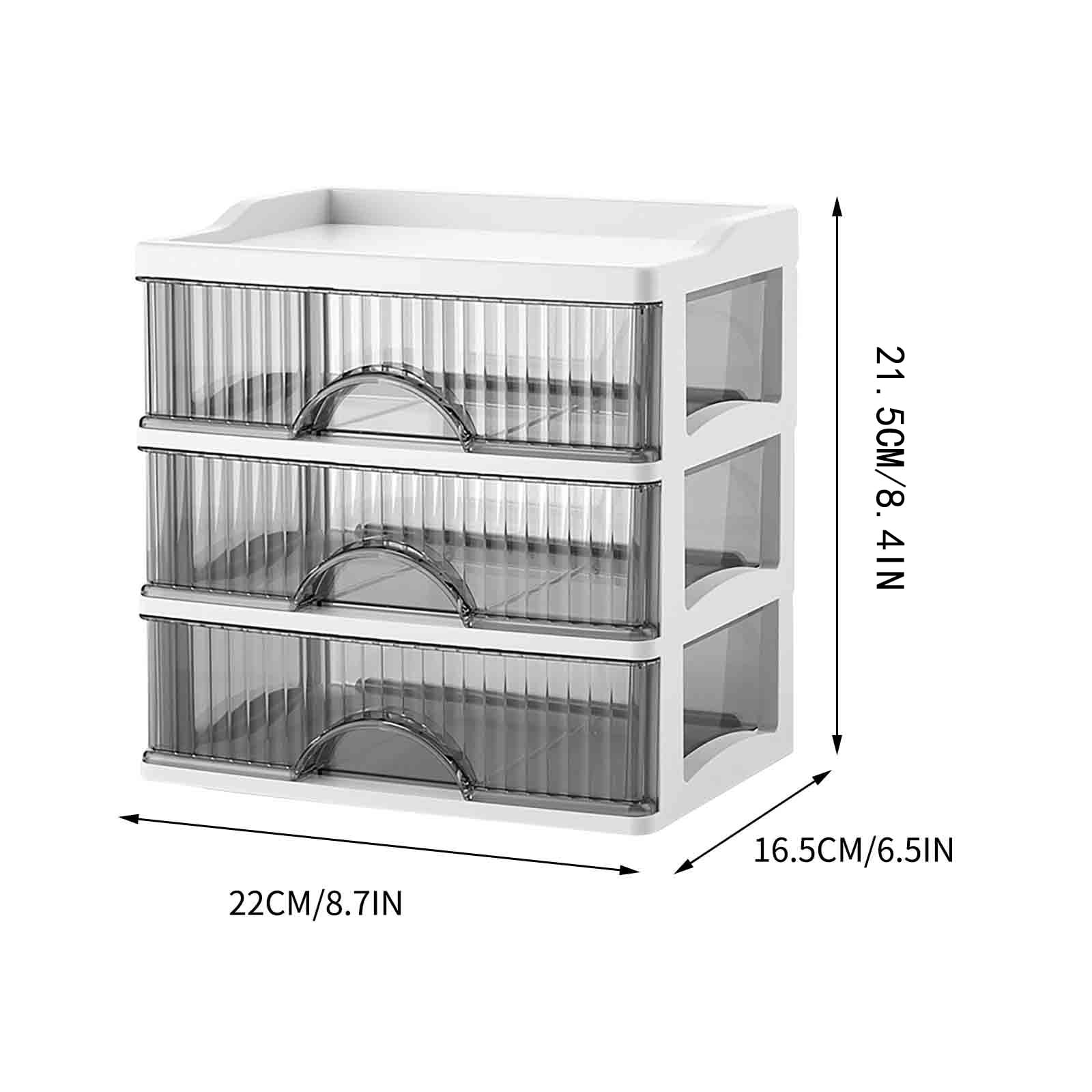Matoen Clear Desktop Drawer Storage Cabinet (3 Wide Drawers), Desktop Office Storage Case, Desk Organizers, Desk Storage Accessories, Dustproof Drawer Storage for Make Up, Jewelry, Pen, Stationary