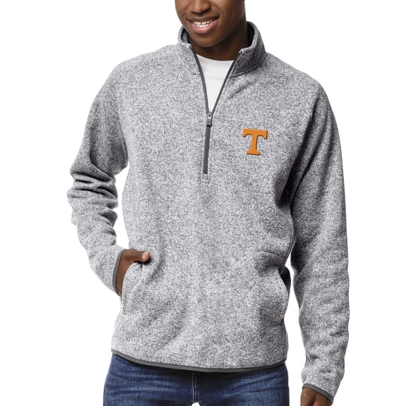 Men's League Collegiate Wear Heather Gray Tennessee Volunteers Saranac Raglan Quarter-Zip Jacket