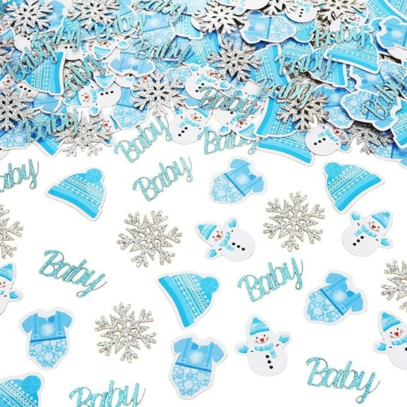 Winter Baby Shower Decorations for Boy 200PCS Paper Confetti Blue Baby Its Cold Outside A Little Snowflake is on the Way Baby Shower Decorations for Christmas Winter Wonderland Party