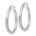 thumbnail image 2 of FB Jewels 10k White Gold Satin & Diamond-cut 3mm Round Hoop Earrings, 2 of 2
