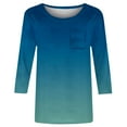 thumbnail image 4 of Women T Shirts 3/4 Length Sleeve Womens Tops Casual Loose Fit Crewneck T Shirts Cute Solid Three Quarter Length Tunic Tops,Blue Women Blending Shirts L, 4 of 5