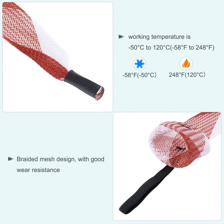 Uxcell 1.7m Red White Fishing Rod Sleeve Rod Sock Cover Braided Mesh Rod Protector 3 Pack
