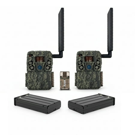 Browning Trail Camera - Defender Wireless Vision Pro HD AI 46MP (2 Pack) Bundle with Rechargeable Battery Pack and Card Reader (5 Items)
