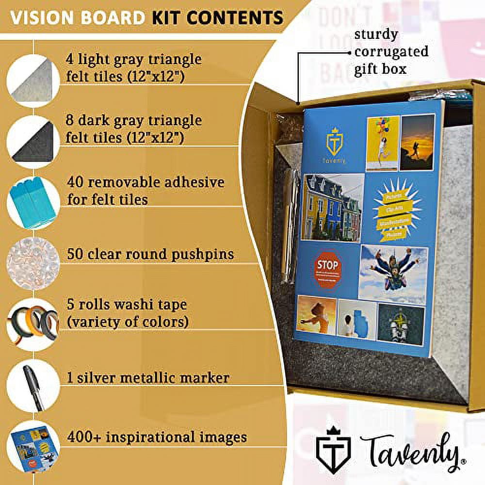 Tavenly 2024 Vision Board Kit for Adults - Memo Board & Vision Board with Supplies for Wall - Dream Board, Office Bulletin Organizer - Fabric Memo