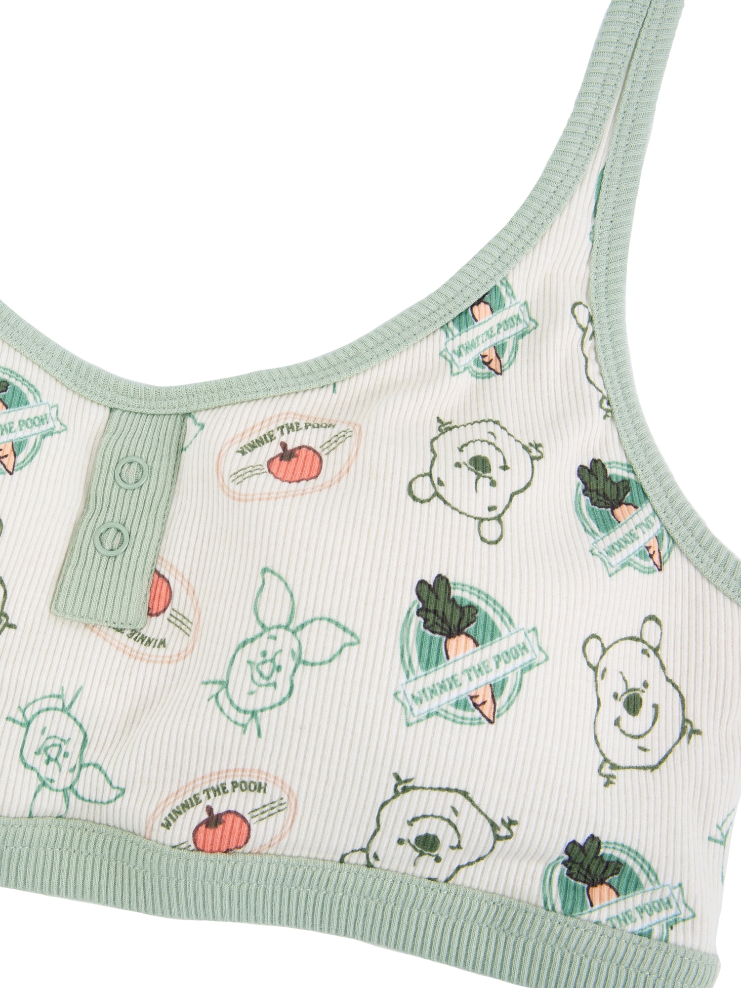 Winnie the Pooh Junior's 2-Piece Ribbed Knit Bralette and Boxer Brief Set, Size Small to Extra Large