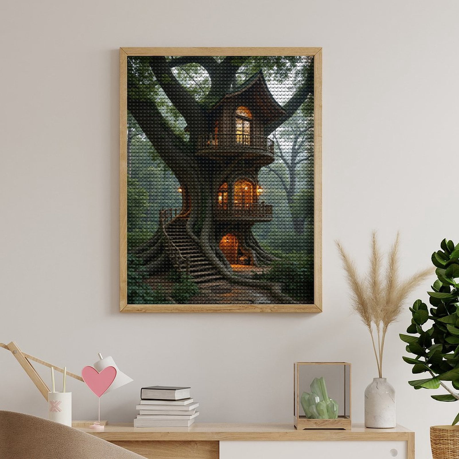 Diamond Art Kits for Adults, Whimsical Treehouse Forest Sanctuary 5D Diamond Painting Kits for Adults Beginners, DIY Full Drill Diamond Painting, Gem Art and Crafts 12x16