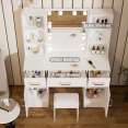 thumbnail image 5 of Ciumeeo Vanity Desk with Mirror and Lights, White Makeup Vanity Desk with Mirror Lights Vanity Table Set, 3 Drawers & 2 Cabinet, 3 Lighting Modes, Brightness Adjustable, 5 of 10