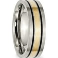 thumbnail image 4 of Titanium/14K Titanium Antiqued And Brushed With 14K Yellow Inlay 7mm Flat Band (Size 11.5) Made In China tb20-11.5, 4 of 5