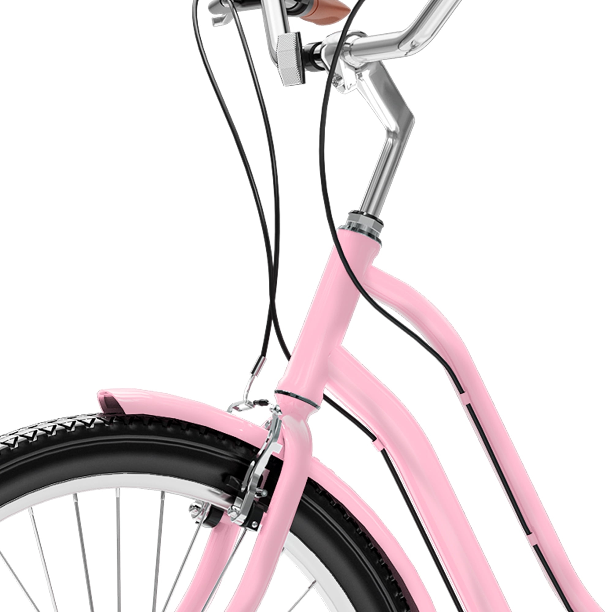 Uforic 26 Inch Beach Cruiser Bike, 7-Speed, Step-Through Bicycle for Men & Women, Steel Frame, Pink