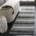 thumbnail image 2 of SAFAVIEH Border & Stripe Jerred Striped Shag Runner Rug, Grey/Black, 2'2" x 8', 2 of 7