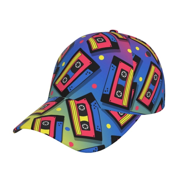 Fotbe Vintage Audio Cassettes Gorro Clásico de Béisbol, Gorra Ajustable con Broche Snapback, Gorro de Exterior de Algodón Suave