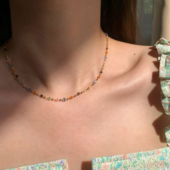 Color Dopamine Beaded Necklace For Women Summer Fashion All-matching