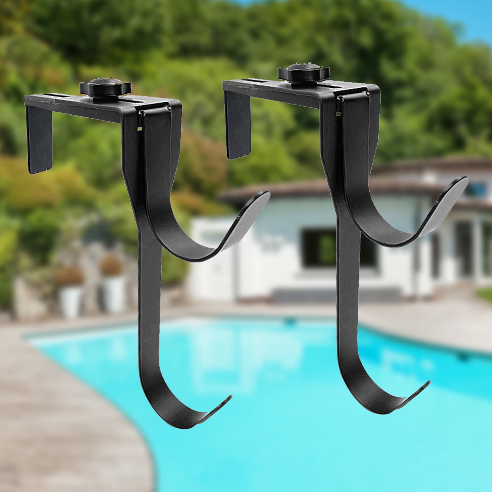 Waroomhouse 2Pcs Pool Hook Double Hook Telescopic Adjustment Strong