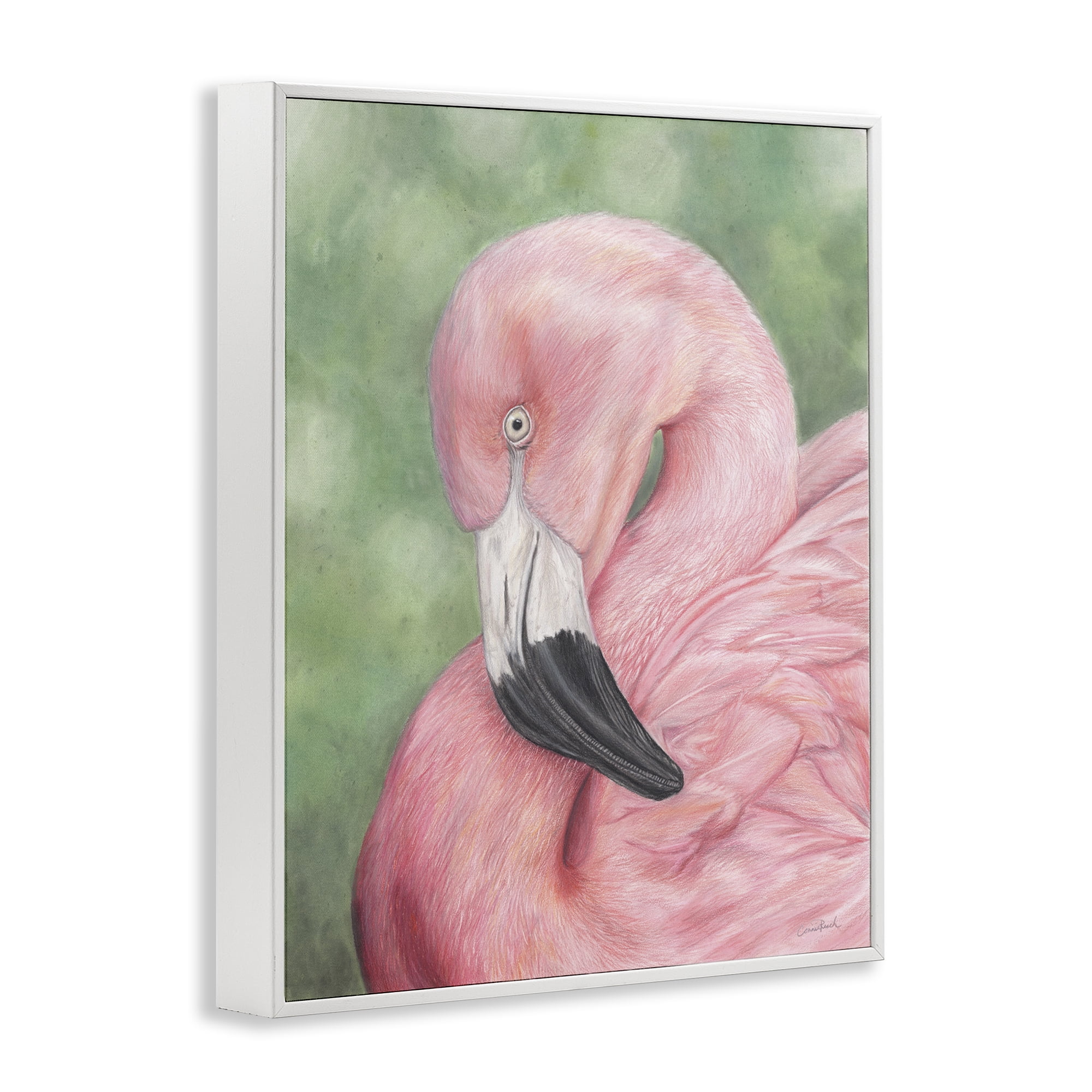 Stupell Industries Blushing Flamingo Visage Animals & Insects Painting White Framed Art Print Wall Art, 11 x 14