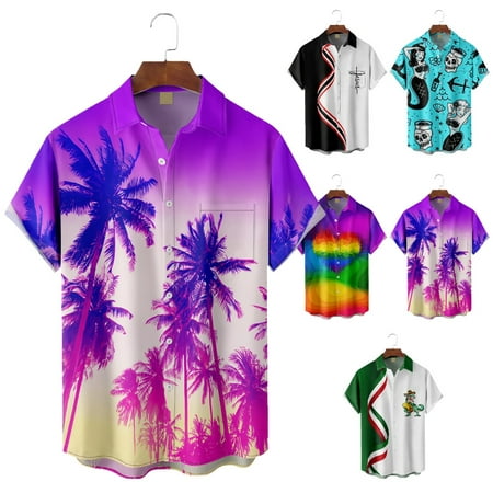 

Men s and Big Men s Casual Hawaiian Shirts Printed Basic Bowling Shirts Regular & Big Man Sizes