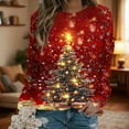thumbnail image 4 of successthop Christmas Womens Sweatshirts Light Tree Oversized Crewneck Long Sleeve Sweaters Pullover Print Clothes Red M, 4 of 6