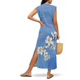thumbnail image 4 of KUIFORTI His and Hers Summer Outfits Couple Matching Outfits Blue Vintage Floral Beach Vacation Clothes for Women with Pockets 4-Way Stretch Quick-dry for Romantic Date, 4 of 7