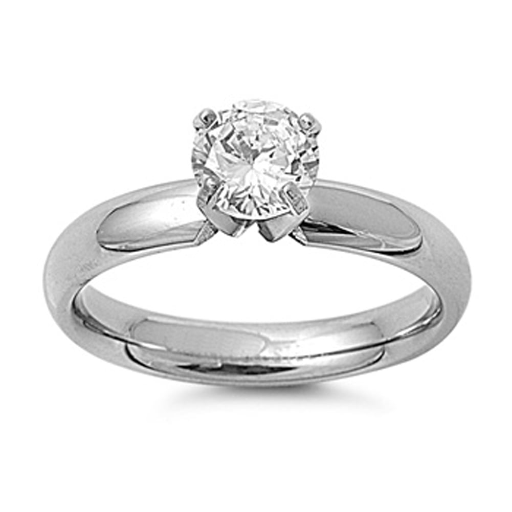 Ladies Marquise Cut Clear CZ Silver Stainless Steel Ring New 