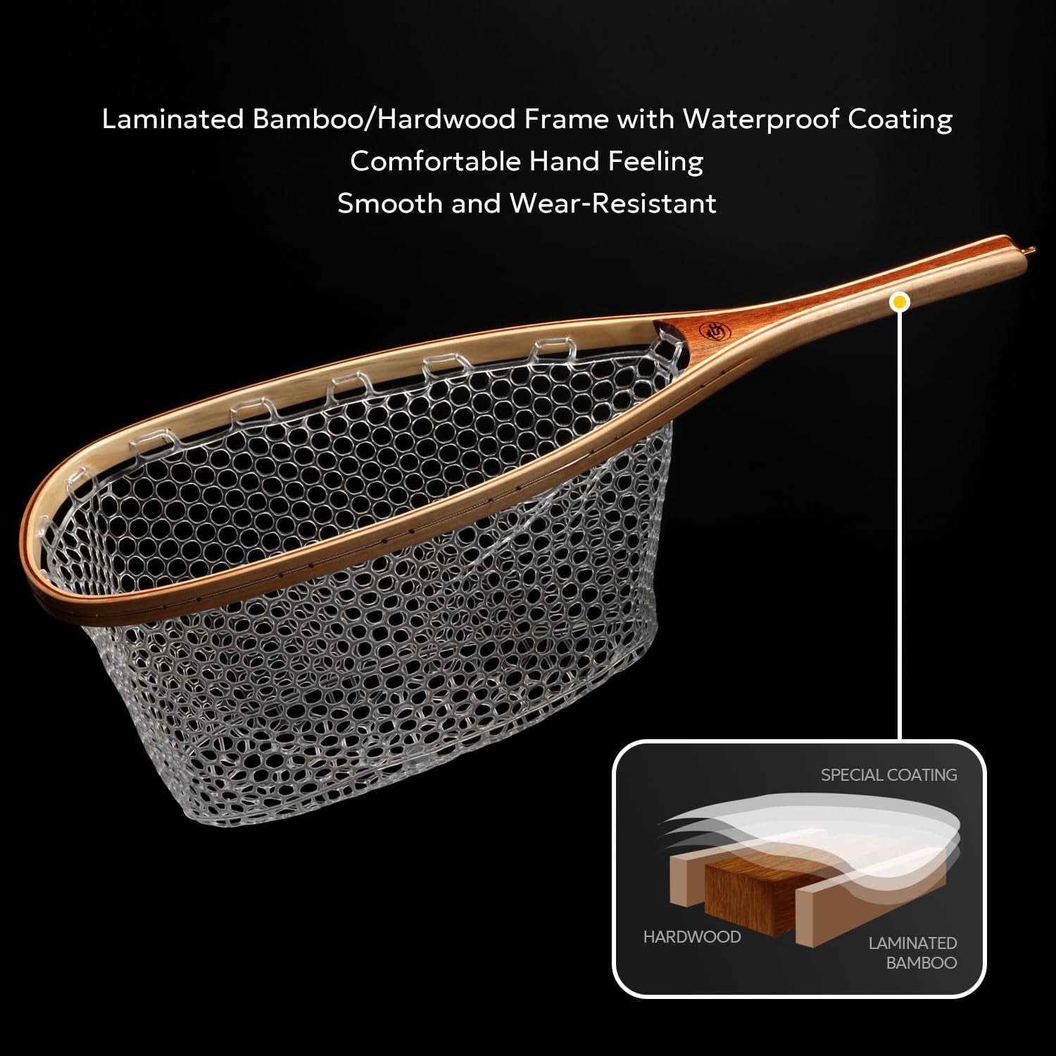 Fly Fishing Landing Net Soft Rubber Mesh Trout Catch And Release