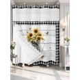 thumbnail image 4 of Vintage Sunflower No Hook Shower Curtain Waterproof,Bathroom Curtains with Snap in Liners and See Through Top Window,Spring Floral Summer Botanical Plaid Hotel Style Bathtub Curtains Shower 72"Wx78"L, 4 of 8