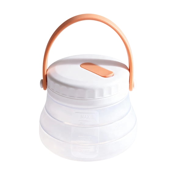 Outdoor Camping Portable Collapsible Silicone Food Storage Bucket, Leakproof Ice Bucket With Handle For Picnic Travel,White,800ML