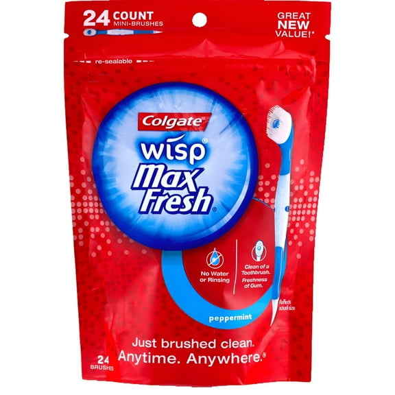 3 Pack - Colgate Max Fresh Wisp Disposable Mini Toothbrush, Peppermint, 24 Count x 3
