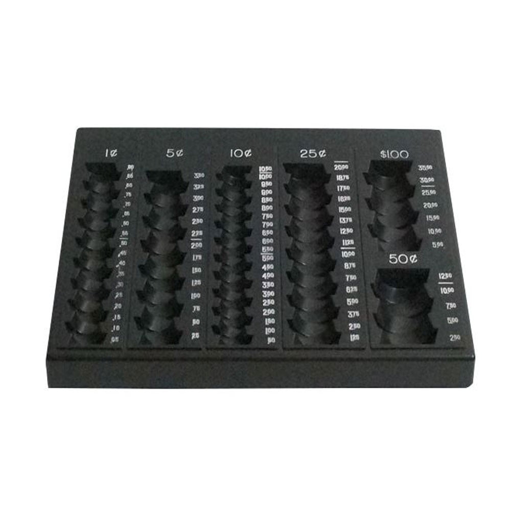 BankSupplies SelfCounting Loose Coin Tray Black/White Coin Holder