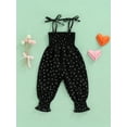 thumbnail image 4 of Caoirhny Toddler Girl Sling Jumpsuit, Heart/Leopard Printed Pleated Tie-Up Simple Style Overalls, Casual Sweet Romper, 4 of 9