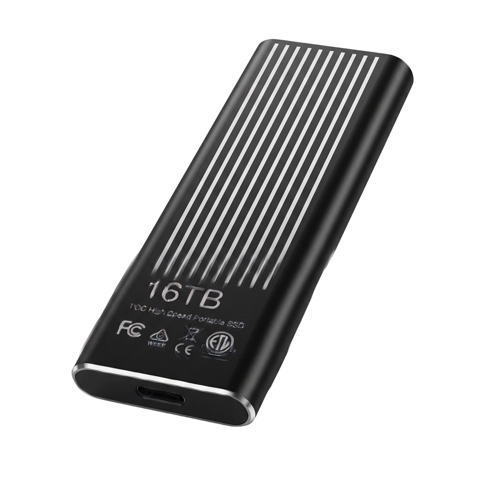 External SSD Portable Drive, High Speed USB 3.1 Storage for Laptop Desktop PC, Shockproof Mobile Hard Drive Black