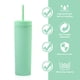 thumbnail image 3 of Ounissouiy Botella de agua de 16 onzas, vaso de paja esmerilado de plástico de 2 capas, bebida portátil, taza de té de la leche, soporte para Mostrada Verde 21 cm x 7.2 cm, 3 of 6
