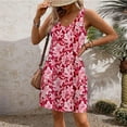 thumbnail image 5 of XUNKUSGA Womens Sundresses Casual V Neck Loose Beach Sundress Sleeveless Mini Dresses with Pockets Floral A-Line Dresses, 5 of 7