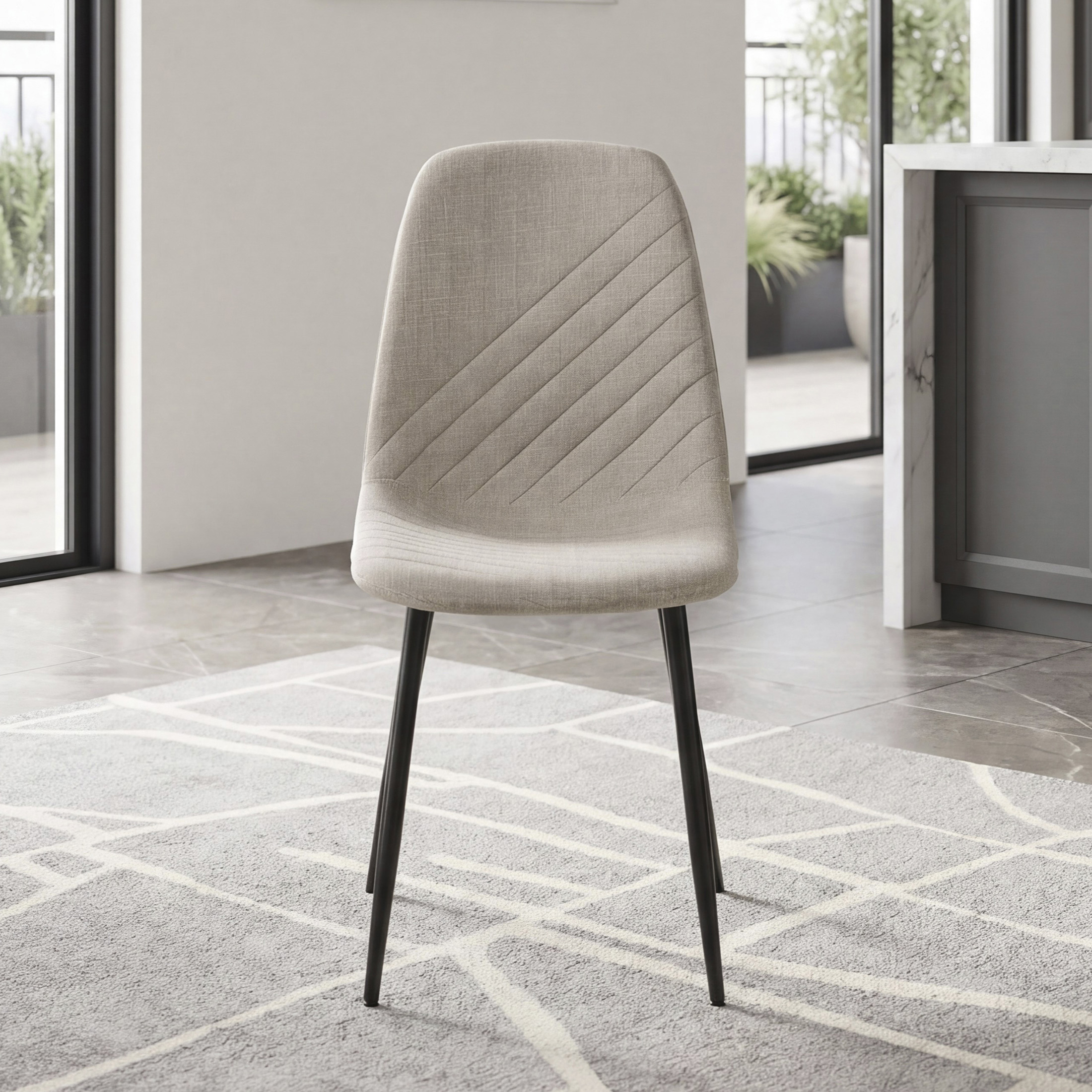 OakvillePark Ella Contemporary Textured Fabric Dining Side Chairs, Taupe (Set of 4)