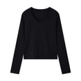 thumbnail image 2 of Ashirexll Long Sleeve Shirts for Winter Tops for Casual V-Neck Loose Fitting Blouse Fall Winter Comfortable Pullover, 2 of 5