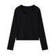 thumbnail image 2 of Blusa de manga larga,Blusa informal de cuello en V para mujer, manga larga, corte holgado, mezcla de poliéster y elastano, ideal para el hogar o la oficina, sopatenor, 2 of 7
