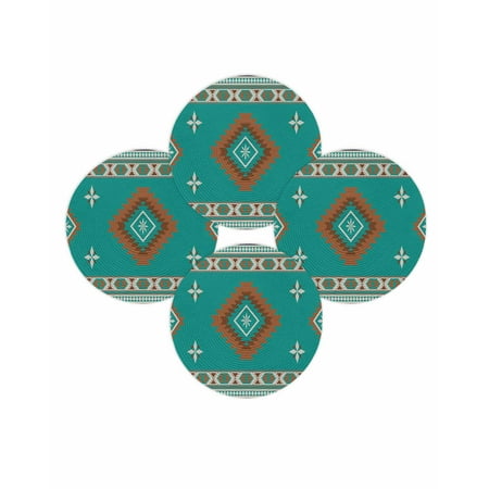 Round Placemats Set of 4 Turquoise Tribal Geometric Place Mats Washable Woven Placemat Vintage Boho Native Abstract Circle Braided Table Mat for Kitchen Dining Table Party Home Decor 15 Inch Round Placemats Set of 4 Turquoise Tribal Geometric Place Mats Washable Woven Placemat Vintage Boho Native Abstract Circle Braided Table Mat for Kitchen Dining Table Party Home Decor 15 Inch