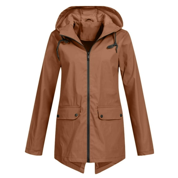 Tejiojio Clearance Jackets Women Casual Solid Jacket Outdoor Plus Size Hooded Windproof Loose Coat
