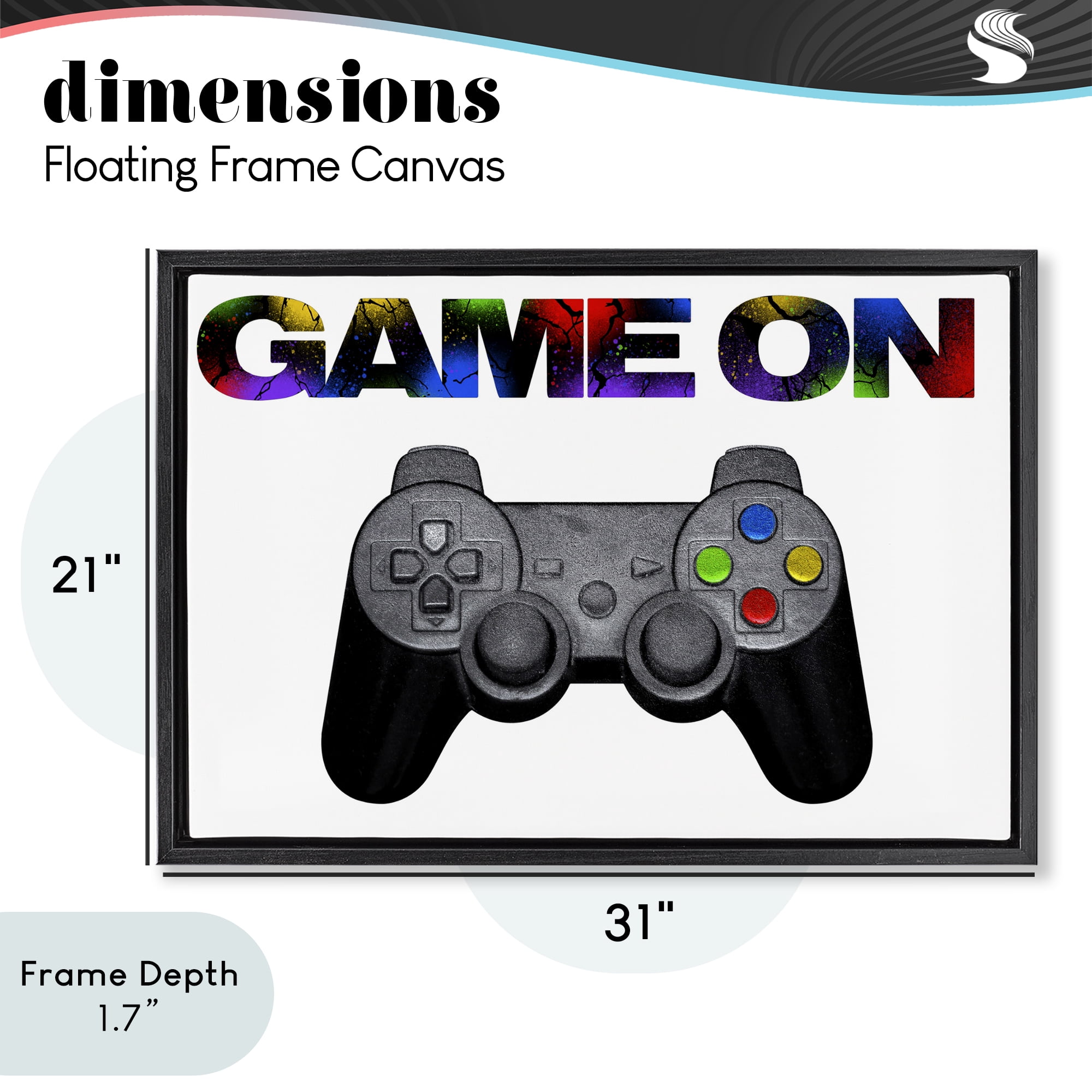 Stupell Industries Controller Game On Splatter Black Framed Floater Canvas Wall Art, design by Marcus Prime