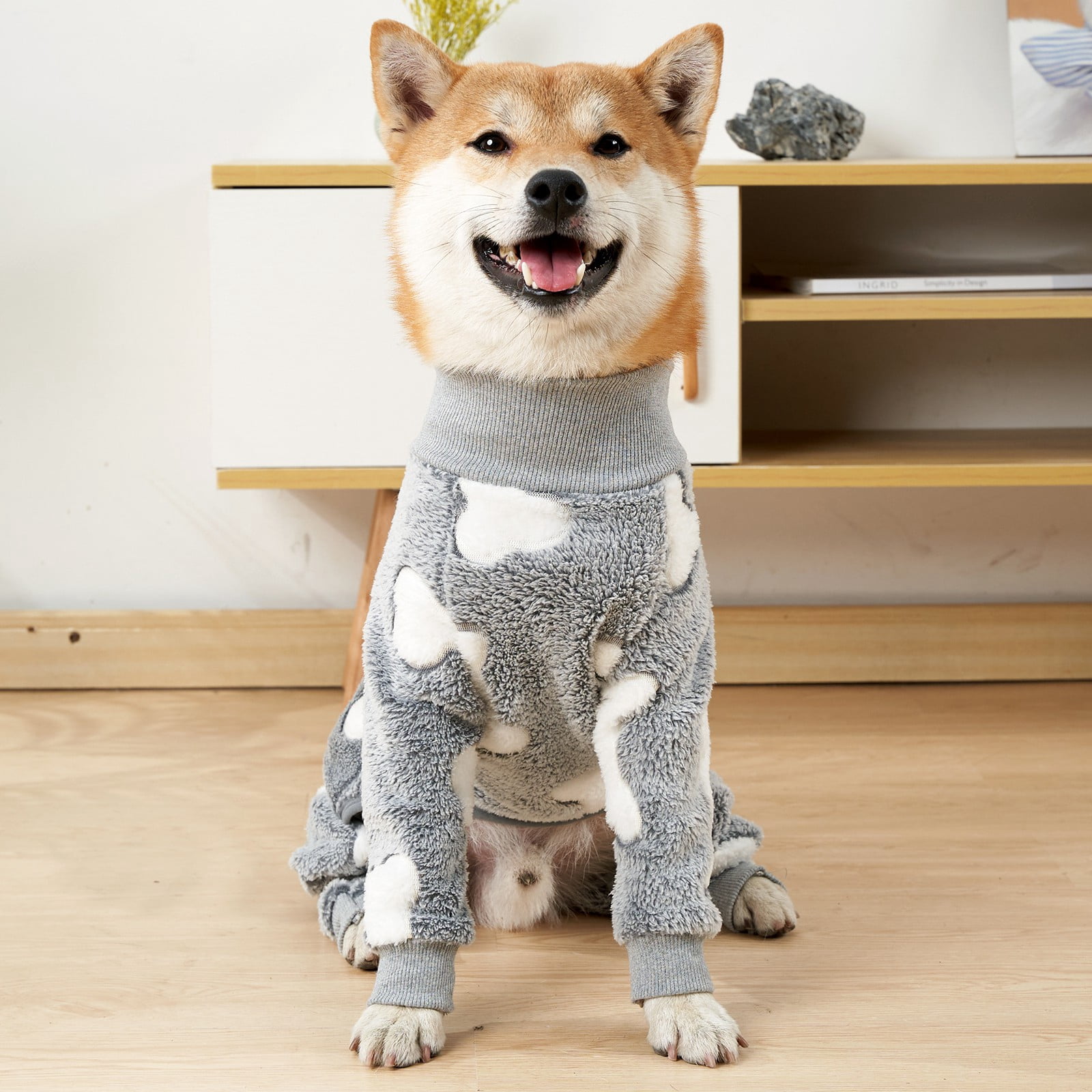 Dog Pajamas, Dog Winter Clothes for Small Dogs Girl, Lightweight Velvet Pet Jumpsuit, Glow in The Dark