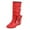 Red-A, variant on Retro Women Rhinestones Bow Tie Low Heeled Slip On Mid Calf Boots Round Toe Shoes Wide Calf High Boots for Women Wide Width Boots for Women Wide Calf Tall Boots for Women with Heel Wide Calf Dark Wide