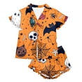thumbnail image 7 of MEZZALL Halloween Kids With Ruffle Short Sleeve Lapel Tie Front Shirts Blouse Tops With Shorts For Girls Soft Comfort Pajama Sets For Nighttime Lounging 2 Piece Sleepwear, 7 of 7