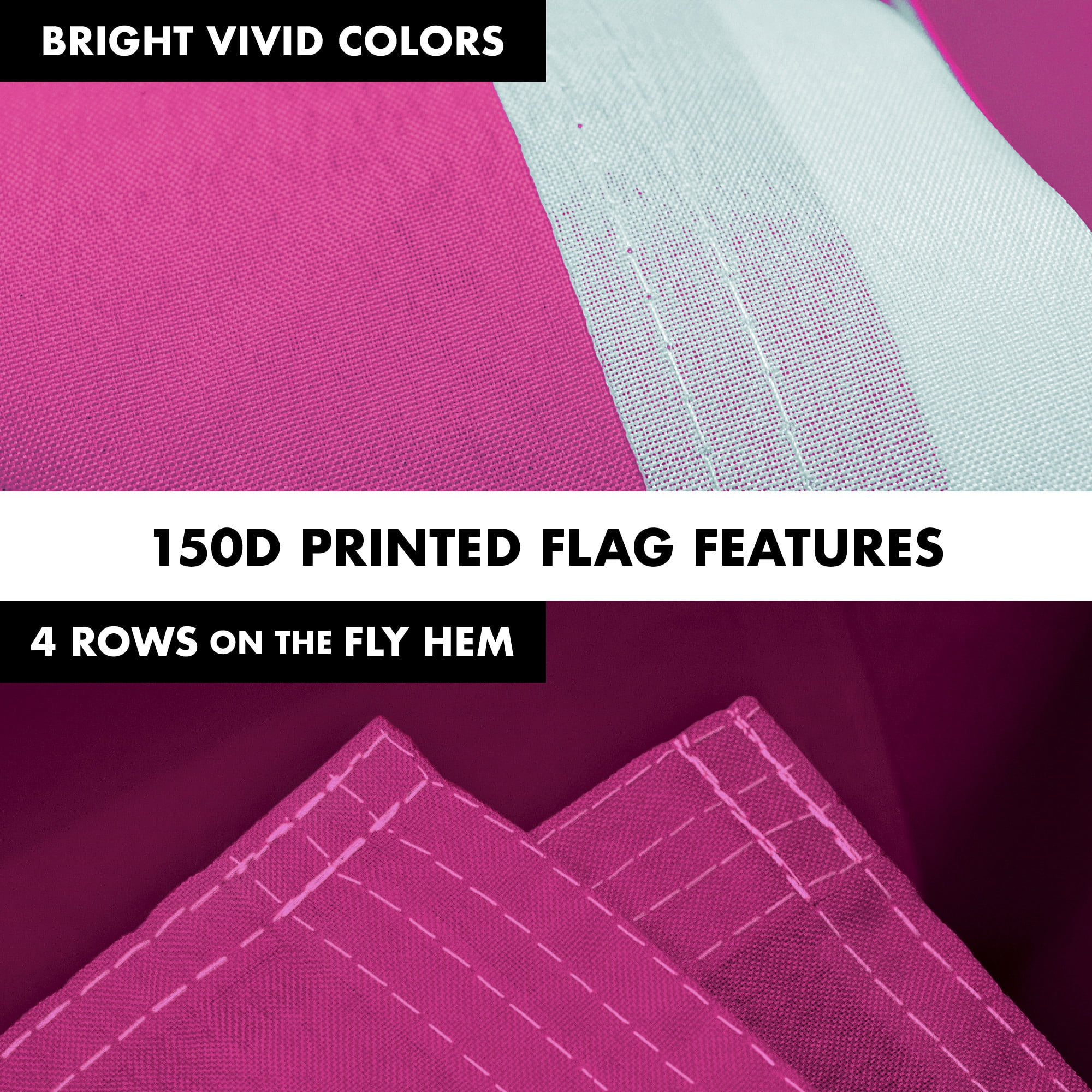 G128 Combo Pack: 5 Ft Tangle Free Aluminum Spinning Flagpole (White) & Solid Magenta Color Flag 2.5x4 Ft, LiteWeave Pro Series Printed 150D Polyester | Pole with Flag Included