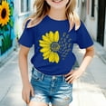 thumbnail image 2 of XQYLOS Girls Flower Graphic T-Shirt Bold Sunflower Print Casual Shirt Top for Kids 2-13Y Lightweight Short Sleeve Tee School Playground Summer Activity Wear, 2 of 4