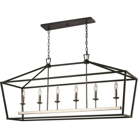 

Pendants 6 Light Fixture With Polished Chrome and Black Finish Metal E12 15 360 Watts